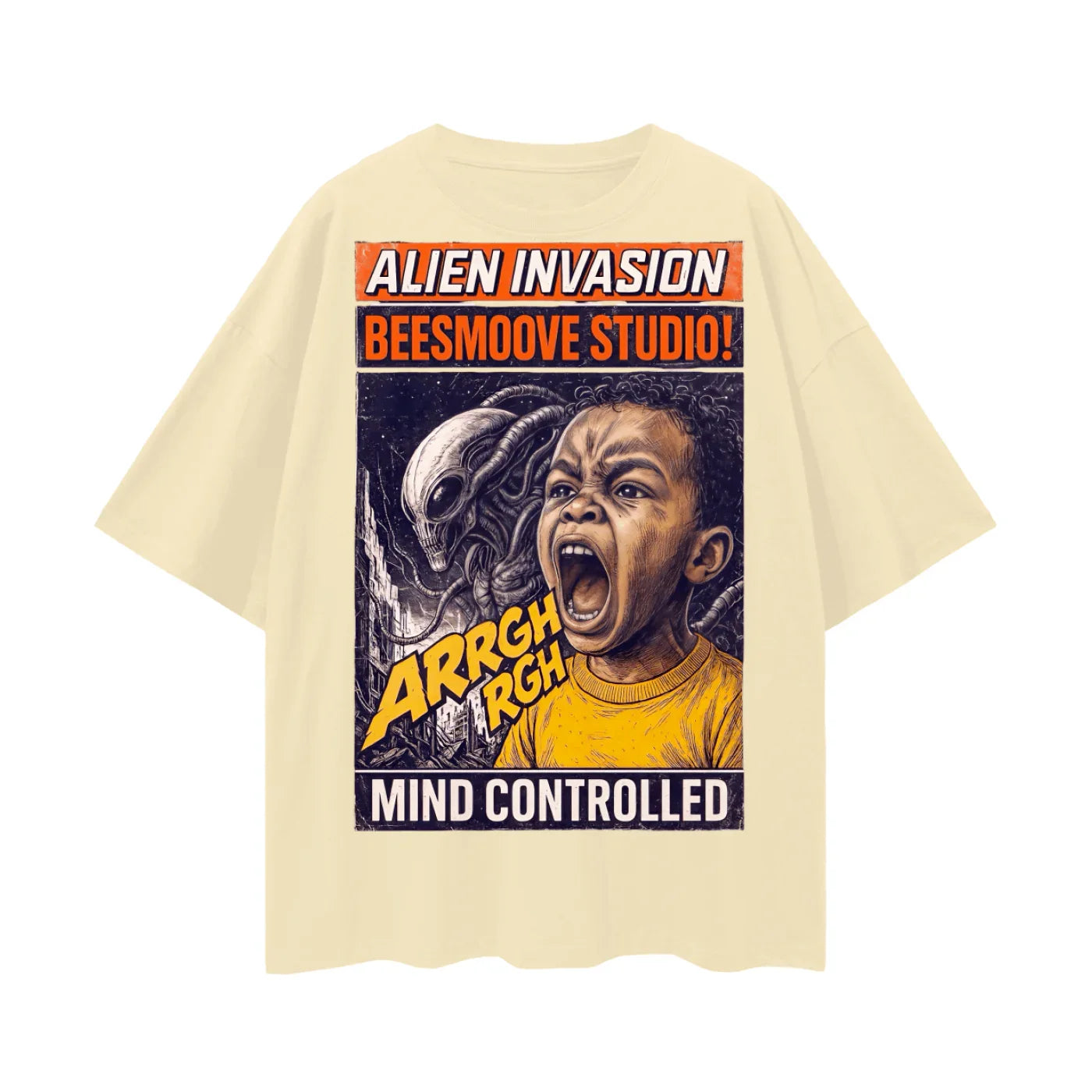 BEESMOOVE Invasion of the Drip Killers Oversize Deep Drop Shoulder Tee - Beesmoove 