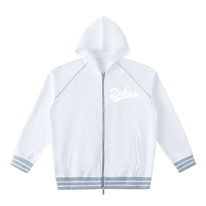 BEESMOOVE DOHIVE Striped Trim Zip-Up Hoodie - Beesmoove 