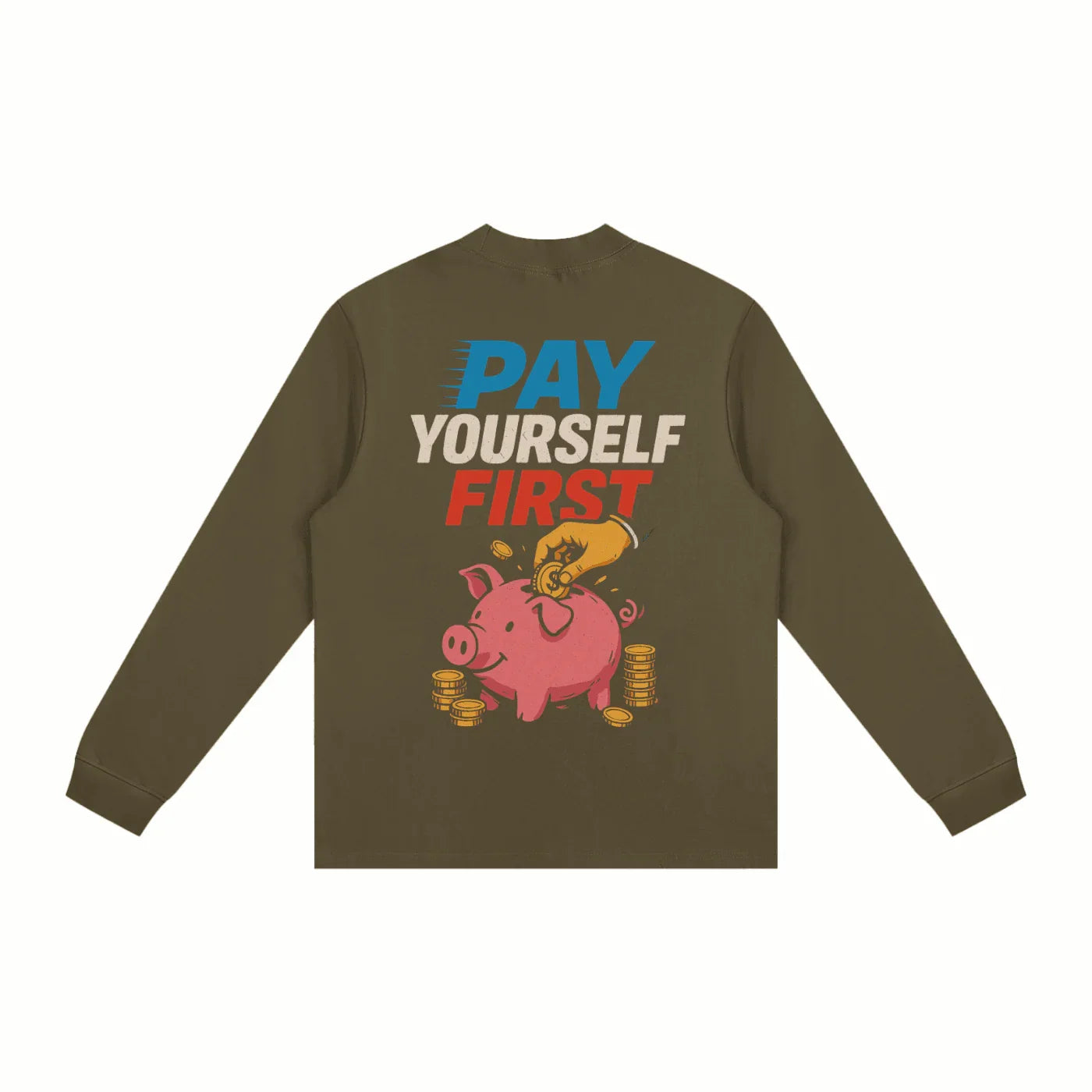 BEESMOOVE pay yourself first Non-Shrink Mock Neck Sweatshirt - Beesmoove 