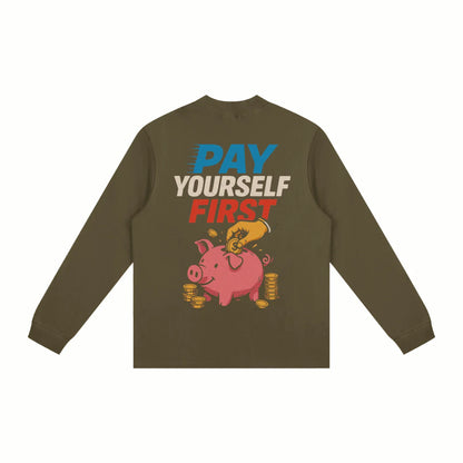 BEESMOOVE pay yourself first Non-Shrink Mock Neck Sweatshirt - Beesmoove 