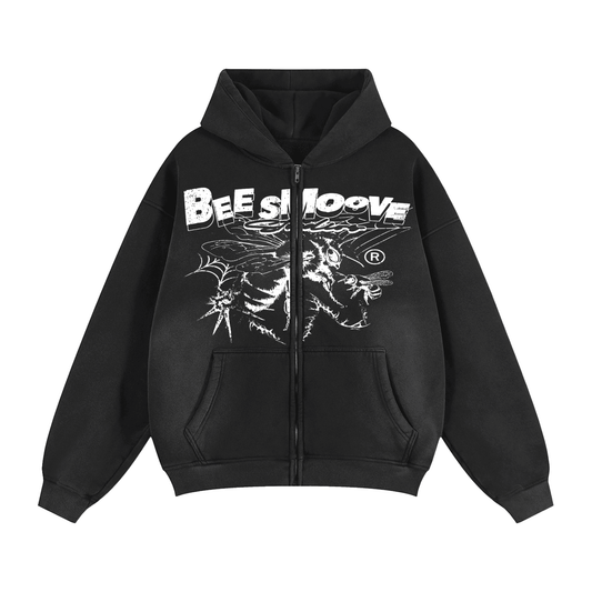BEESMOOVE B-Squadron: Black Ops Elite Edition Two-way Zipper Boxy Hoodie - Beesmoove 