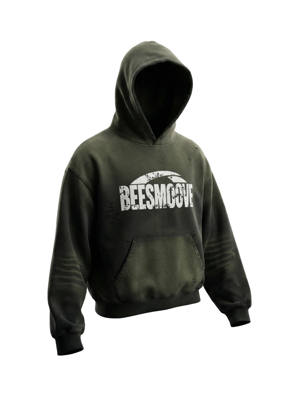 BEESMOOVE “Natural Buzz Frayed Sunfade Boxy Fleece Hoodie