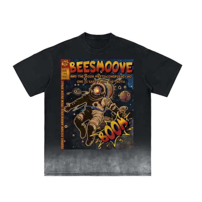 Beesmoove Cosmic Conspiracy Black Vintage Washed T-Shirt - Beesmoove 