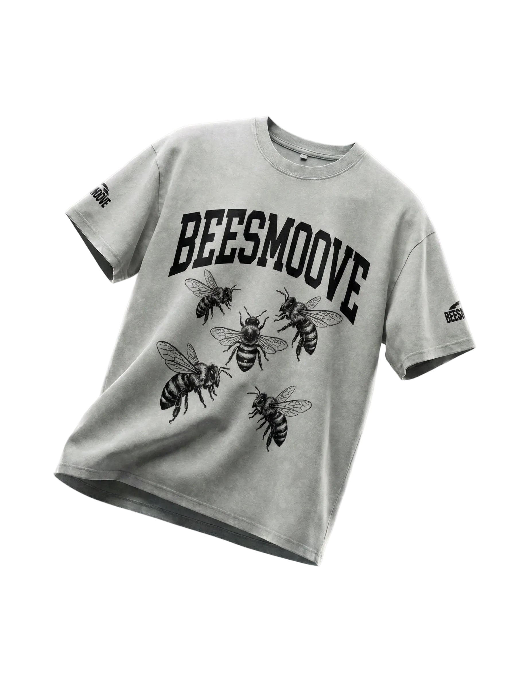 BEESMOOVE “Electric Swarm Black 
 Washed Oversized Cotton Tee