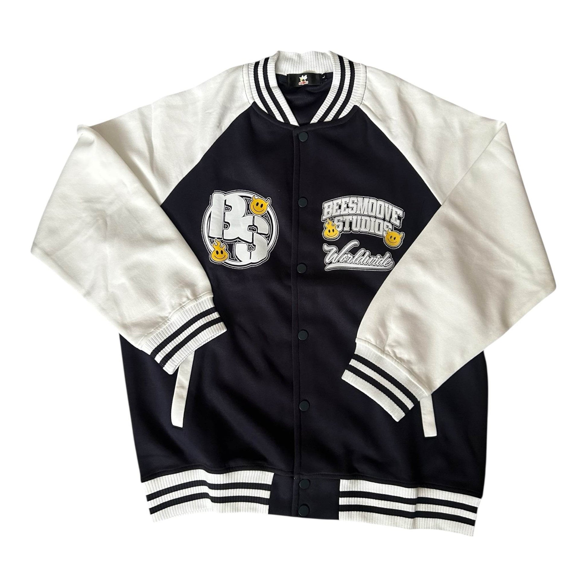 BEESMOOVE Worldwide Global
 Tone Raglan Sleeve Varsity Jacket - Beesmoove 