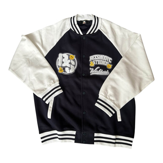 BEESMOOVE Worldwide Global
 Tone Raglan Sleeve Varsity Jacket - Beesmoove 