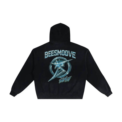 BEESMOOVE Starlight Survivor Hand-Frayed Sunfade Zip Hoodie - Beesmoove 