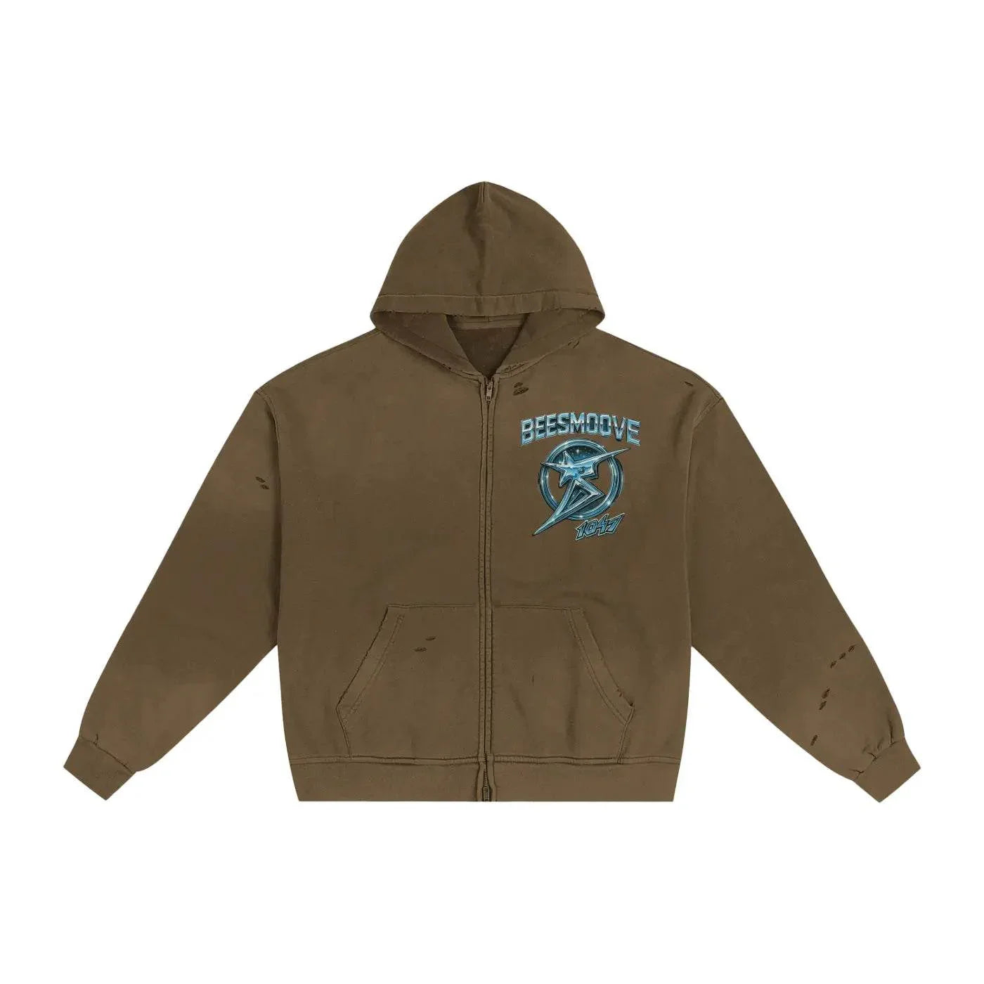 BEESMOOVE Starlight Survivor Hand-Frayed Sunfade Zip Hoodie - Beesmoove 