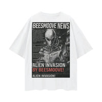 BEESMOOVE Alien Broadcast Oversize Deep Drop Shoulder Tee - Beesmoove 