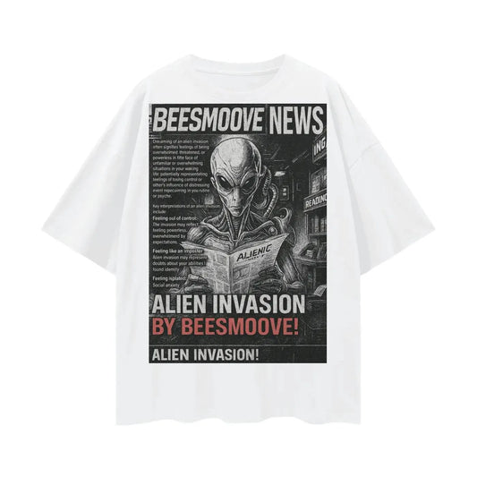 BEESMOOVE Alien Broadcast Oversize Deep Drop Shoulder Tee - Beesmoove 