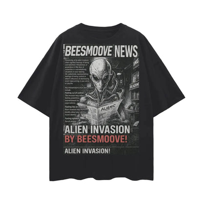 BEESMOOVE Alien Broadcast Oversize Deep Drop Shoulder Tee - Beesmoove 
