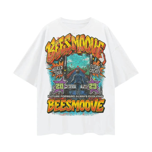 BEESMOOVE: Evolution Over Everything Oversize Deep Drop Shoulder Tee - Beesmoove 