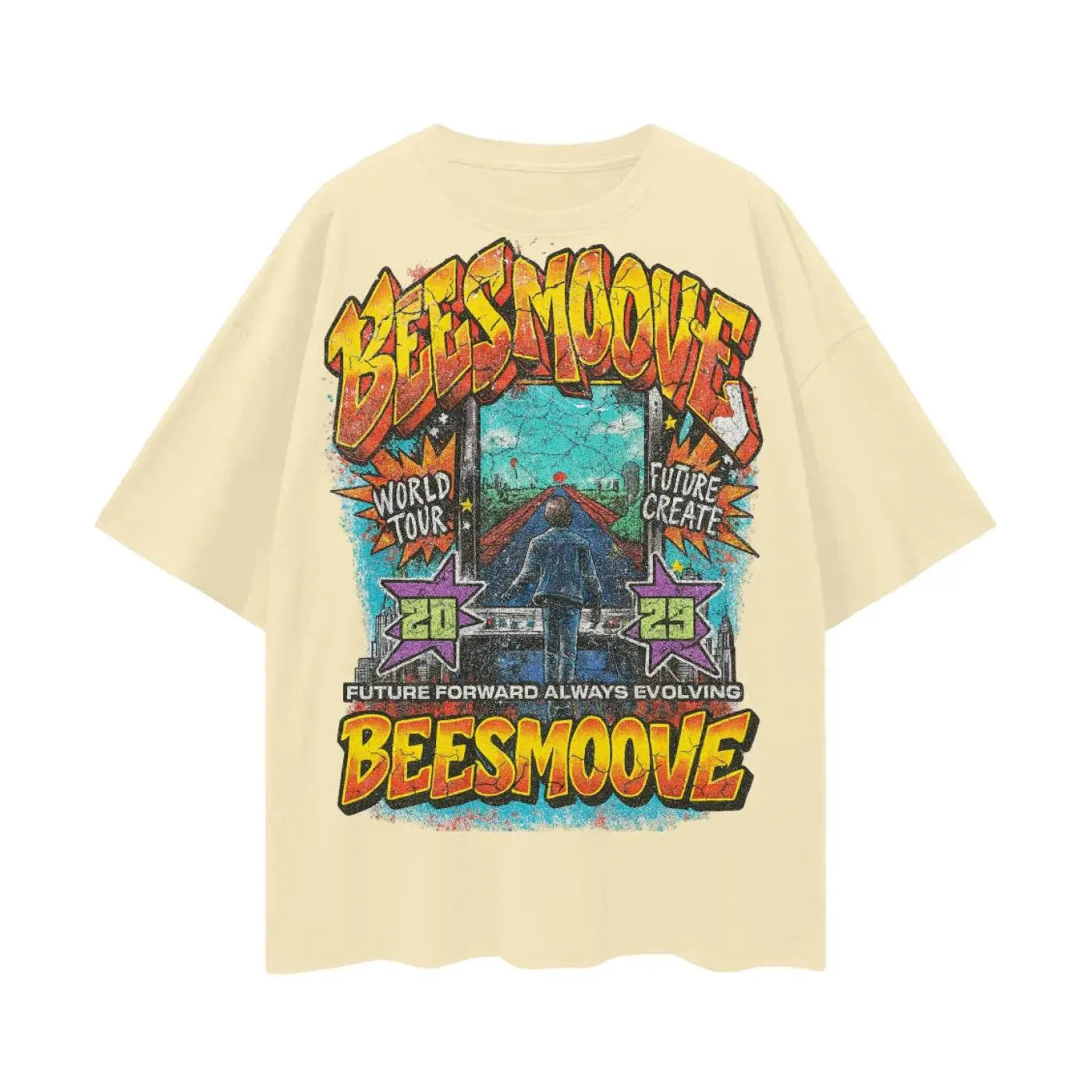 BEESMOOVE: Evolution Over Everything Oversize Deep Drop Shoulder Tee - Beesmoove 