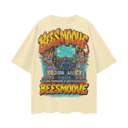 BEESMOOVE: Evolution Over Everything Oversize Deep Drop Shoulder Tee - Beesmoove 