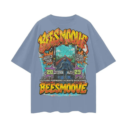 BEESMOOVE: Evolution Over Everything Oversize Deep Drop Shoulder Tee - Beesmoove 