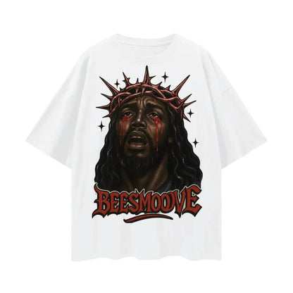 BEESMOOVE Black Jesus Oversize Deep Drop Shoulder Tee - Beesmoove 