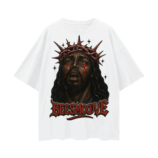 BEESMOOVE Black Jesus Oversize Deep Drop Shoulder Tee - Beesmoove 
