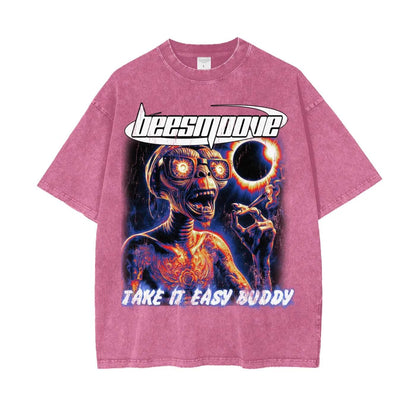 BEESMOOVE Take It Easy Buddy Oversize Washed Tee - Beesmoove 