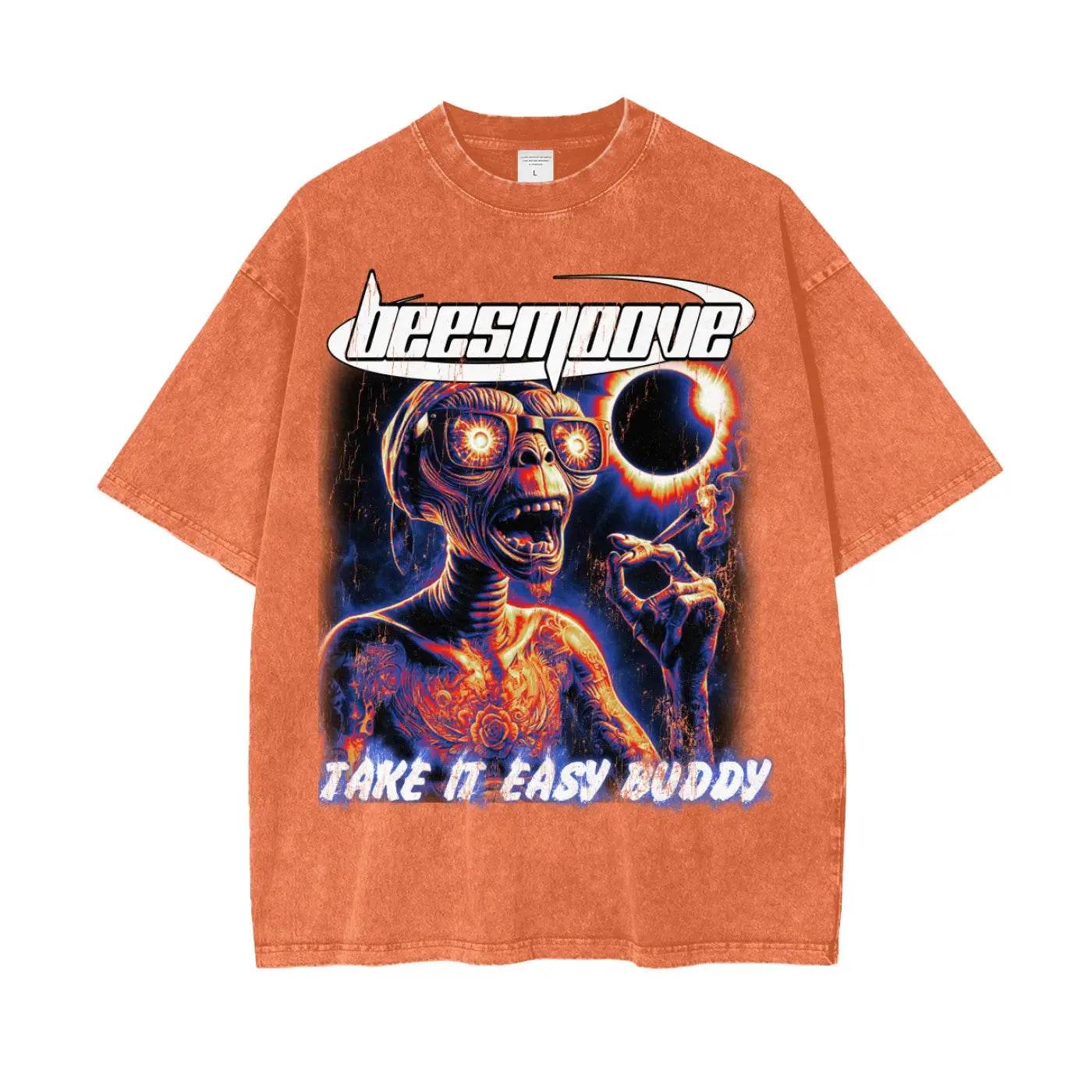 BEESMOOVE Take It Easy Buddy Oversize Washed Tee - Beesmoove 