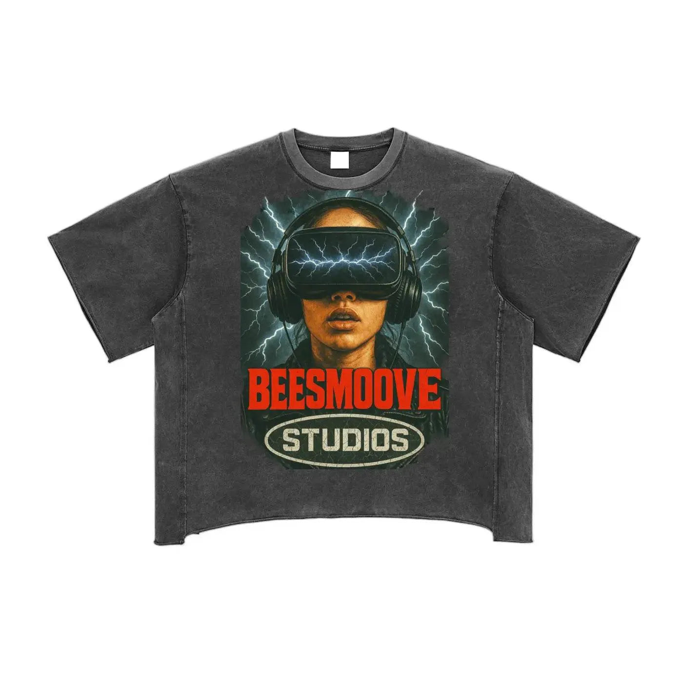 BEESMOOVE Electric Realities Washed Boxy T-Shirt - Beesmoove 