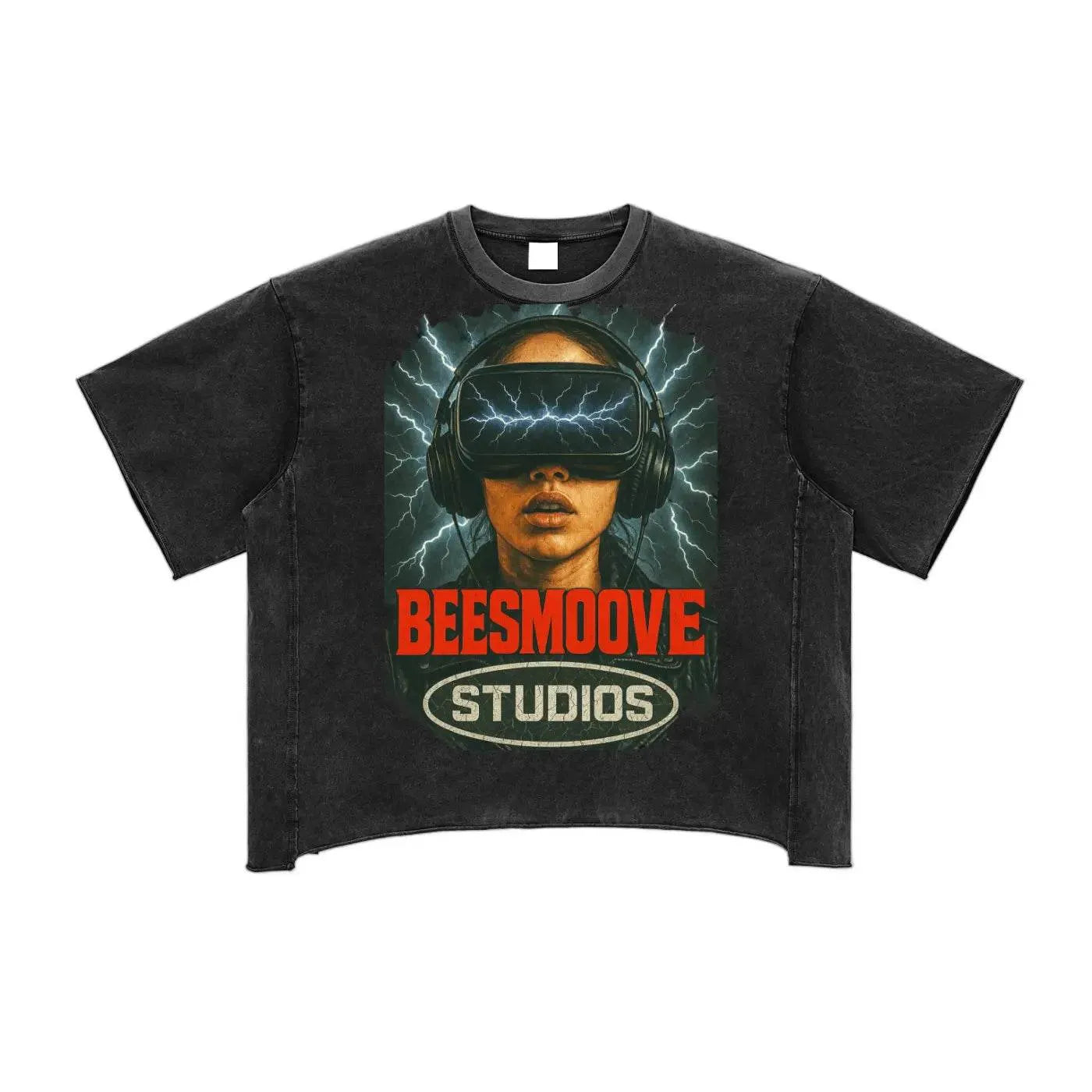 BEESMOOVE Electric Realities Washed Boxy T-Shirt - Beesmoove 