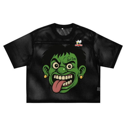 BEESMOOVE GREEN HEAD BAD TASTE See-through Boxy Net T-shirt - Beesmoove 
