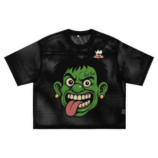 BEESMOOVE GREEN HEAD BAD TASTE See-through Boxy Net T-shirt - Beesmoove 