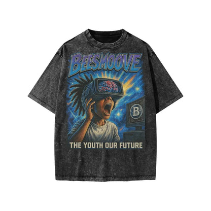 Beesmoove Uplink: Mind of the Future” Snow Washed Kids' T-shirt - Beesmoove 