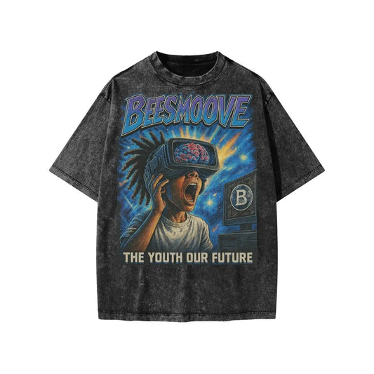 Beesmoove Uplink: Mind of the Future” Snow Washed Kids' T-shirt - Beesmoove 