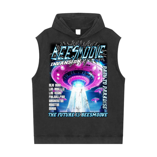 BEESMOOVE INVASION The Future is Now Sleeveless Hoodie - Beesmoove 