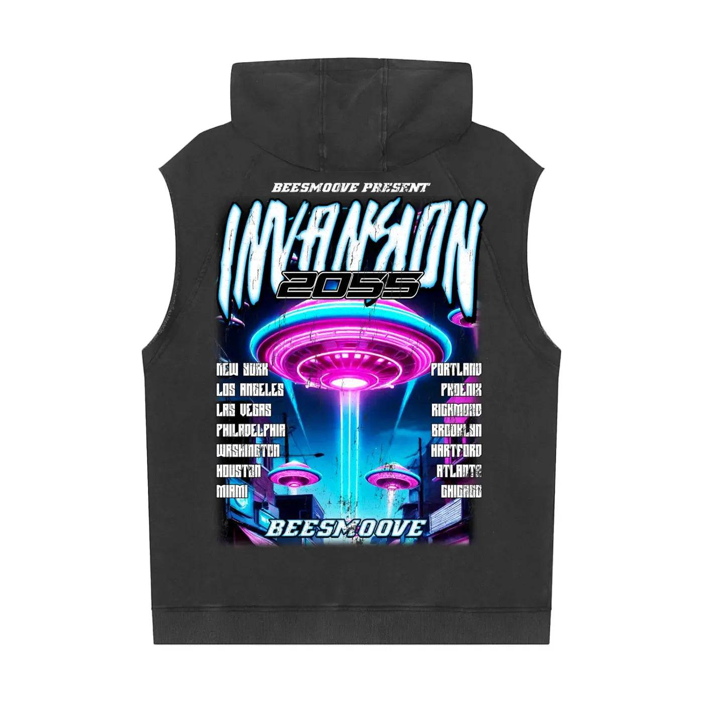 BEESMOOVE INVASION The Future is Now Sleeveless Hoodie - Beesmoove 