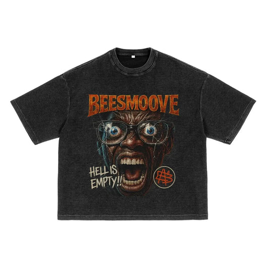 BEESMOOVE FEAR FACTOR Waffle-Texture Washed Boxy Tee - Beesmoove 
