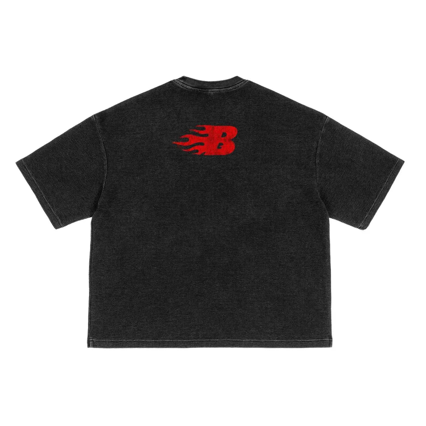 BEESMOOVE FEAR FACTOR Waffle-Texture Washed Boxy Tee - Beesmoove 