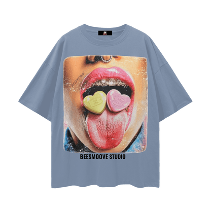 BEESMOOVE Sugar Tongue Oversize Deep Drop Shoulder Tee - Beesmoove 