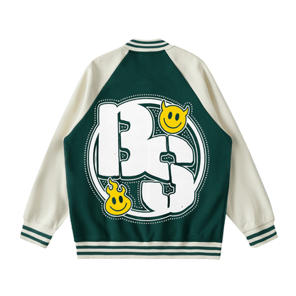 BEESMOOVE Worldwide Global
 Tone Raglan Sleeve Varsity Jacket - Beesmoove 