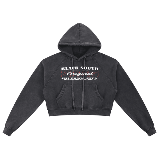 BEESMOOVE BlackSouth Original 2025 Washed Cropped Hoodie - Beesmoove 