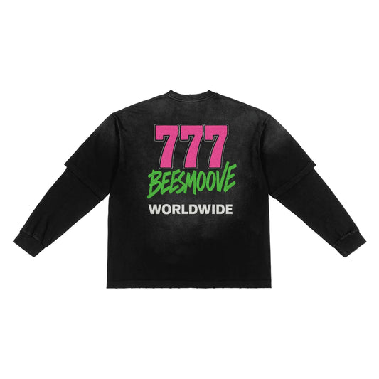 BEESMOOVE Motion Club 777 Frayed Faux Two-Piece T-Shirt - Beesmoove 