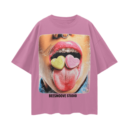 BEESMOOVE Sugar Tongue Oversize Deep Drop Shoulder Tee - Beesmoove 