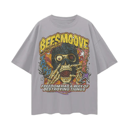 BEESMOOVE Chaos Skull V1 Oversize Deep Drop Shoulder Tee - Beesmoove 