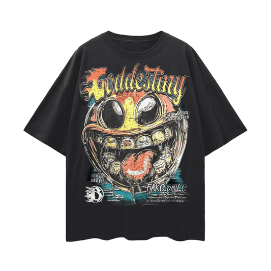 BEESMOOVE No Smile No Story 
Oversize Deep Drop Shoulder Tee - Beesmoove 