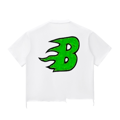 BEESMOOVE Mind Drip Records Wash Raw-Hem Boxy T-shirt