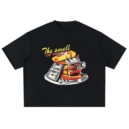 BEESMOOVE Eat Or Die Trying Oversized Washed Half Sleeve T-Shirt - Beesmoove 