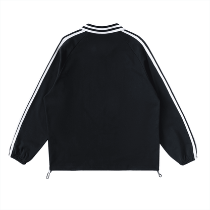 BEESMOOVE DOHIVE Contrast Striped Lapel Collar Sweatshirt - Beesmoove 