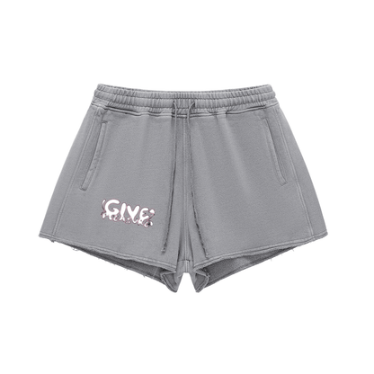 BEESMOOVE Pleasure Trip Washed Raw Edge Drawstring Shorts - Beesmoove 