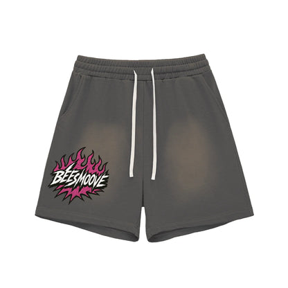 BEESMOOVE Heated Motion Fade Raw Edge Cotton Shorts - Beesmoove 