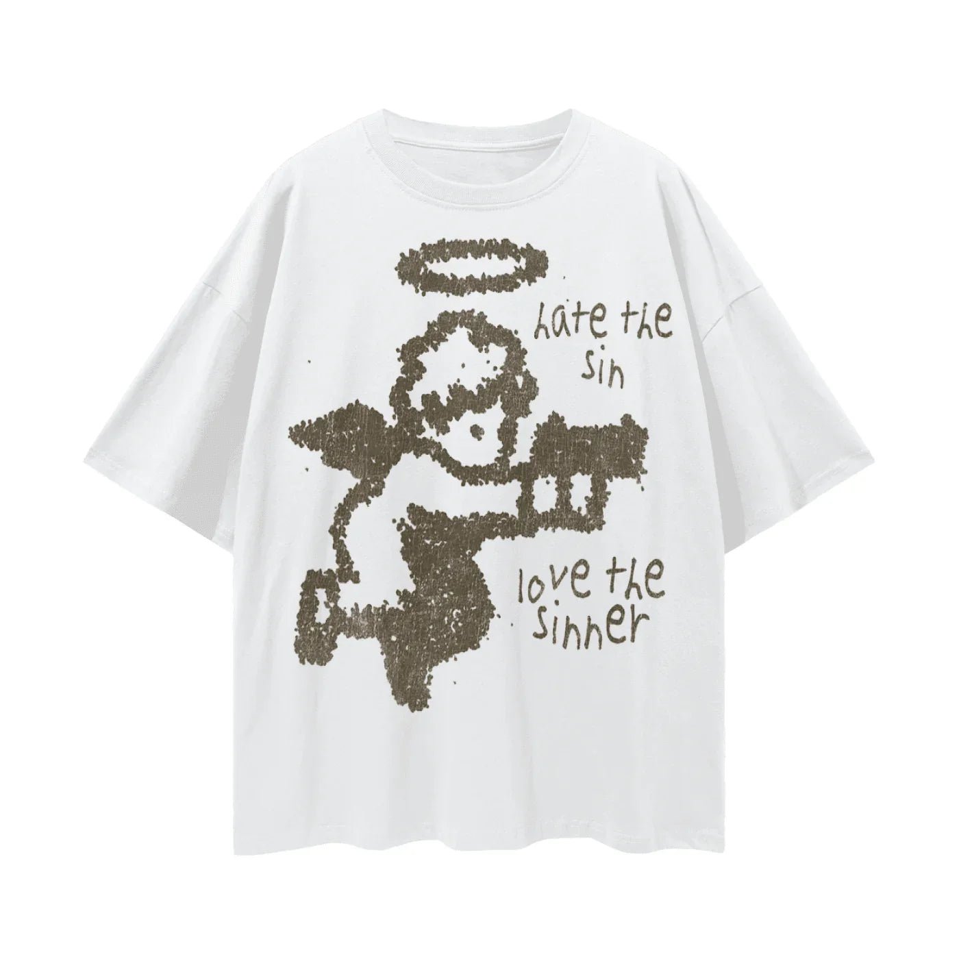 BEESMOOVE Angel’s Crossfire Streetwear Loose Drop Shoulder T-Shirt - Beesmoove