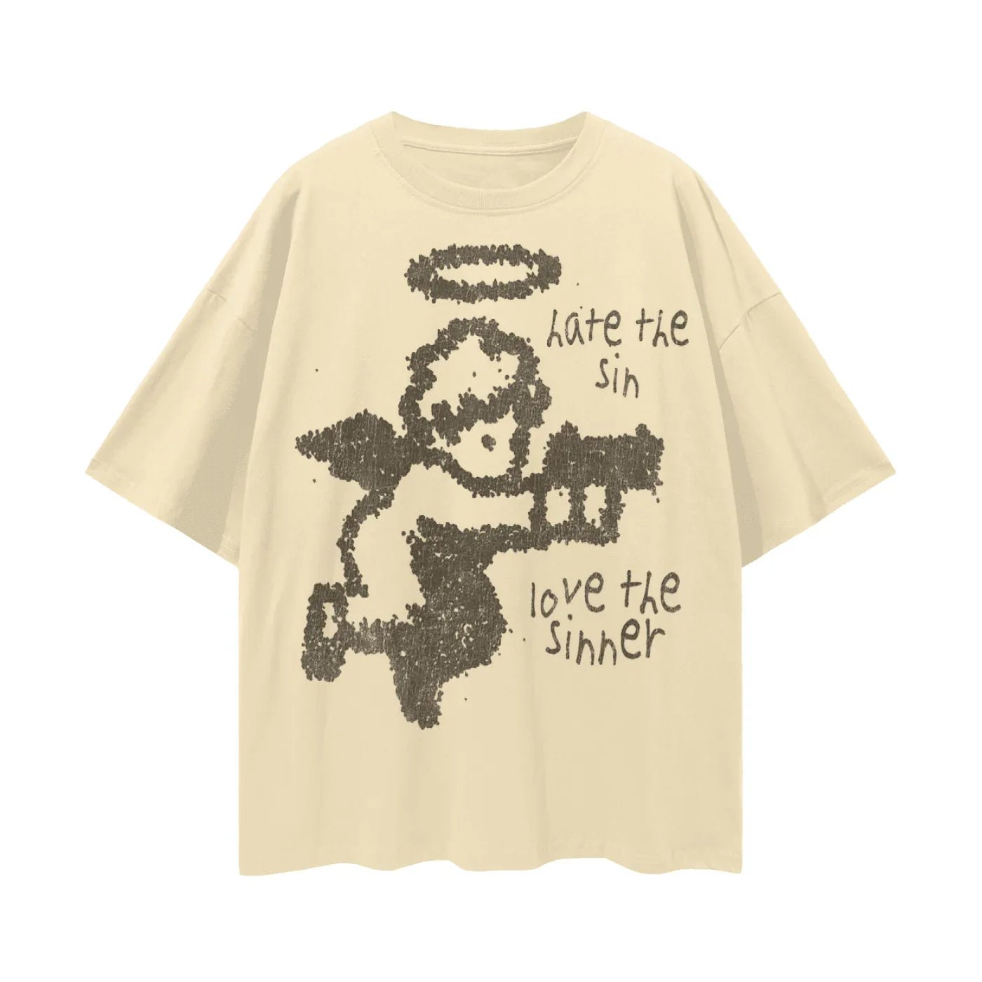 BEESMOOVE Angel’s Crossfire Streetwear Loose Drop Shoulder T-Shirt - Beesmoove