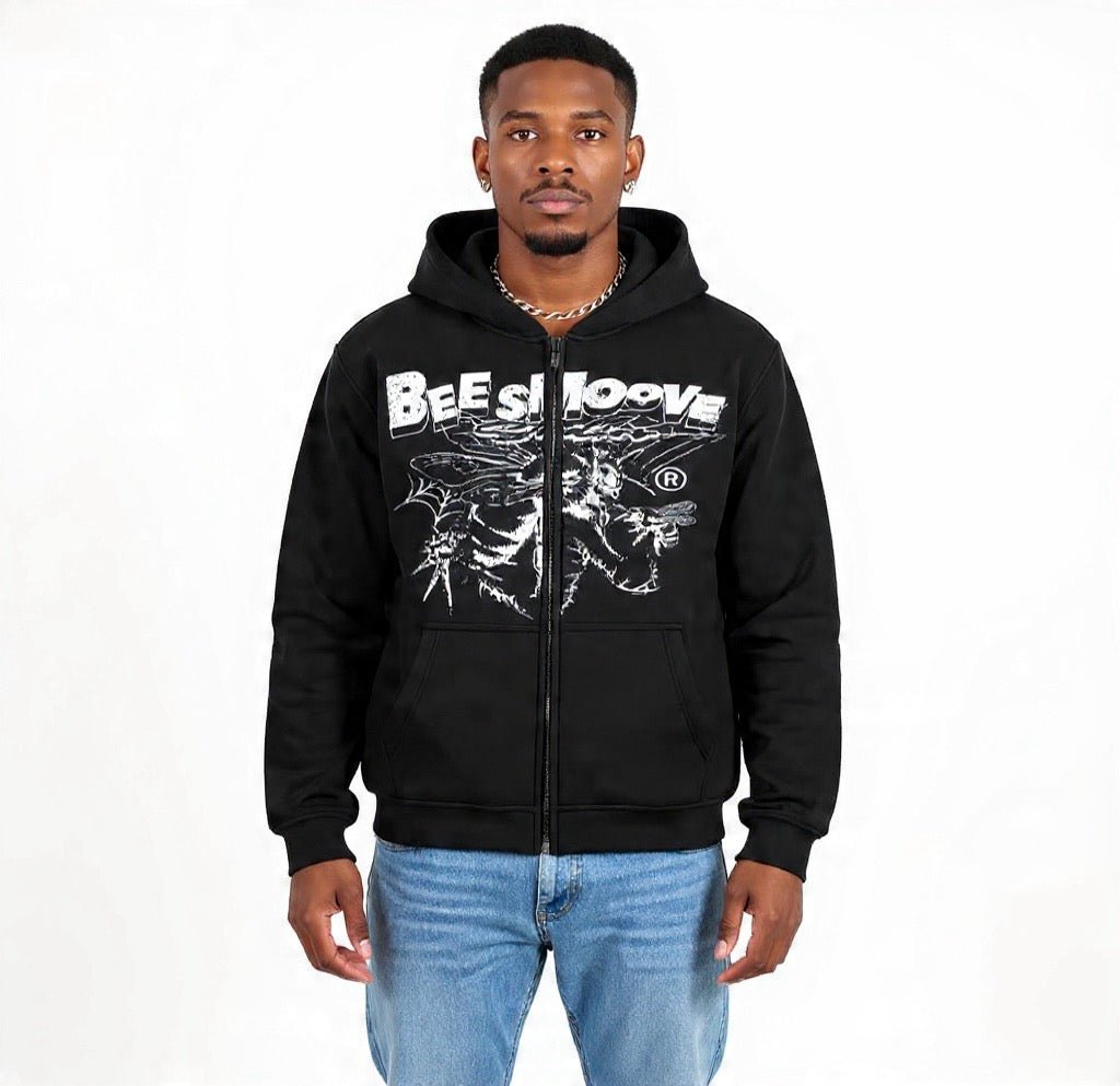 BEESMOOVE B - Squadron: Black Ops Elite Edition Two - way Zipper Boxy Hoodie - Beesmoove
