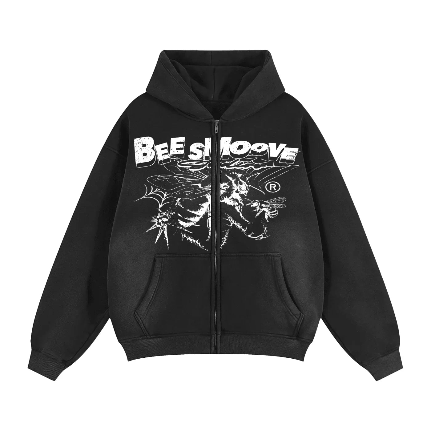 BEESMOOVE B - Squadron: Black Ops Elite Edition Two - way Zipper Boxy Hoodie - Beesmoove