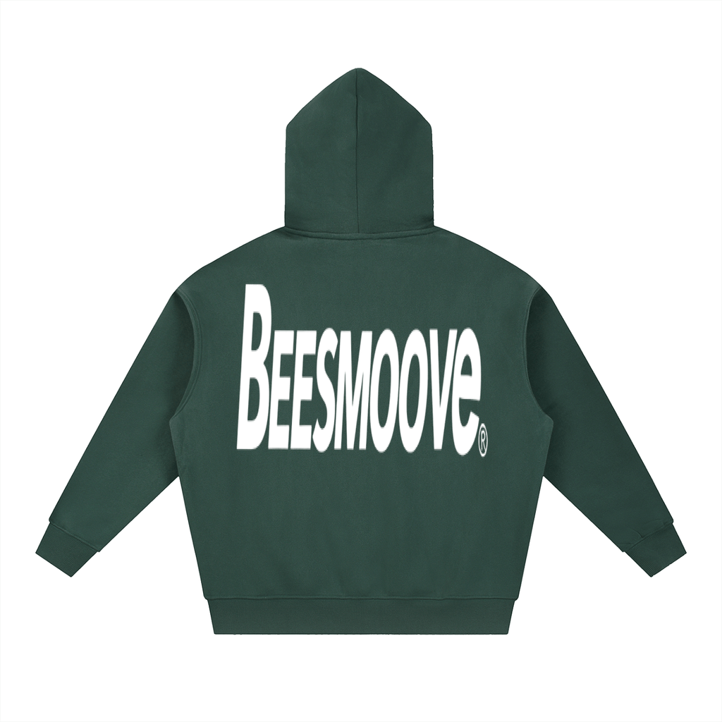 BEESMOOVE BackTalk white Essential Oversized Fleece Boxy Hoodie - Beesmoove